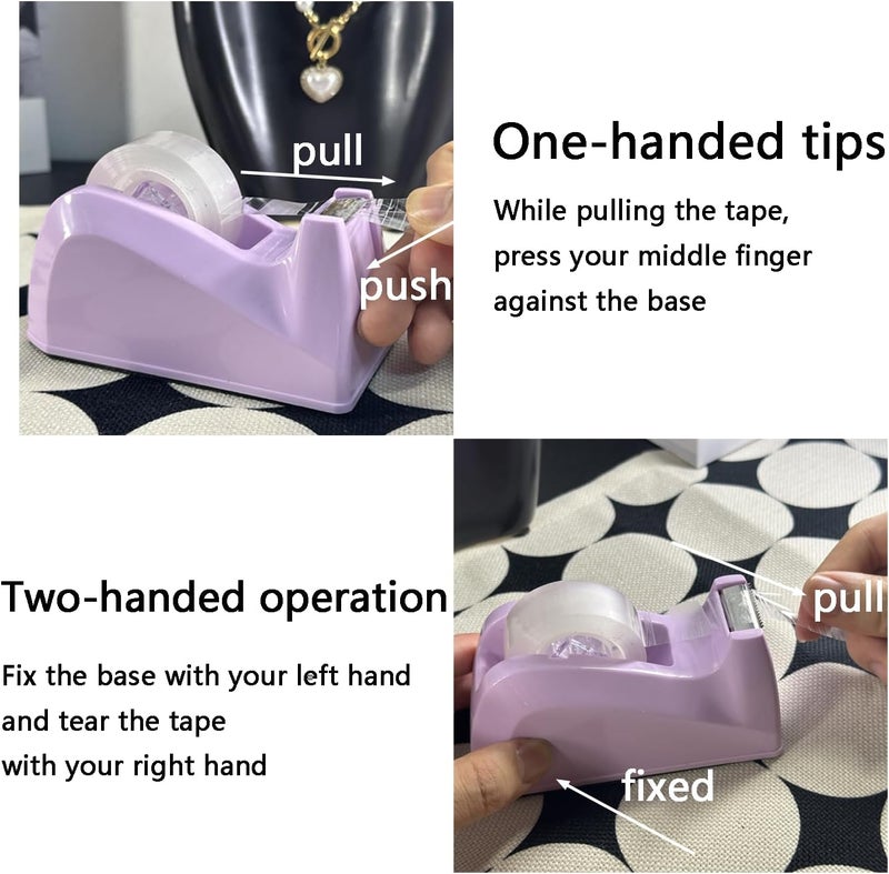 LASUND Basics Desktop Tape Dispenser, Office Desk Tape Dispenser, Heavy Duty Desk Accessories Office Tape Dispensers, Weighted Non-Skid Base,Ideal for Home, Office, School, or Business (Purple) - Image 3